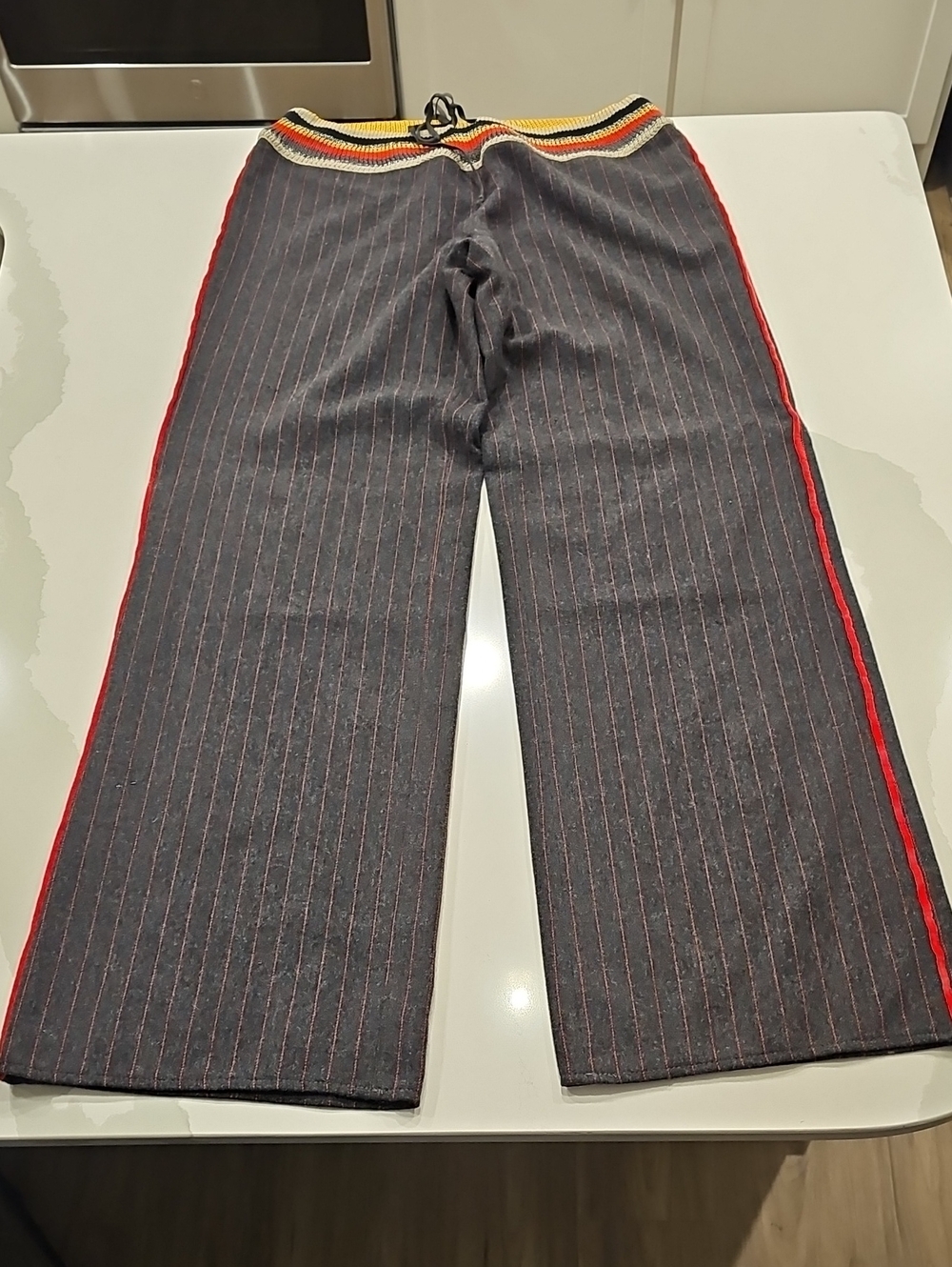 PETRO ZILLIA Gray Pinstripe Wool Pants